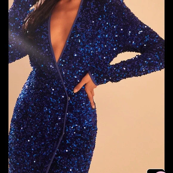 PrettyLittleThing Dresses Pretty Sequin Cobalt Blue Blazer